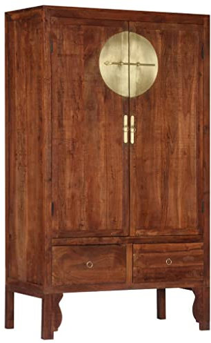 vidaXL Akazienholz Massiv Kleiderschrank 2 Schubladen 2 Türen Drehtürenschrank Schrank Holzschrank Mehrzweckschrank Schlafzimmer 100x50x175 cm