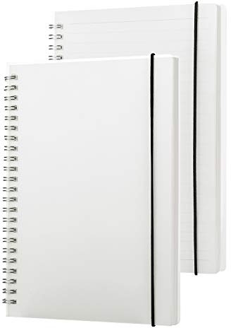 Notizbuch 2 Stück Spiralbuch A5 Notizheft Transparent Hardcover Spiralblock 80 Blätter Tagebuch Punkte Linien Blanko Schreibblock Zeichnen Graffit Skizzenbuch Doppelspirale Schreibheft mit Gummizug