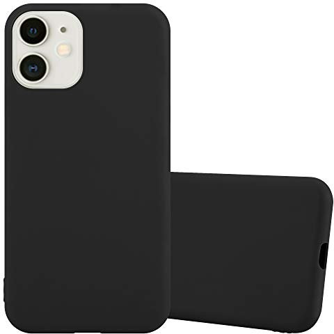 cadorabo Case works with Apple iPhone 12 Mini (5,4 Zoll) in CANDY BLACK - Shockproof and Scratch Resistant TPU Silicone Cover - Ultra Slim Protective Gel Shell Bumper Back Skin