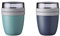 Mepal | Lunchpot Ellipse Mixed | Nordic Black + Nordic Blue | Müslibecher to go | Unterteilung für Joghurt & Müsli | 500 ml + 200 ml | Geeignet für Gefrierschrank, Mikrowelle & Spülmaschine