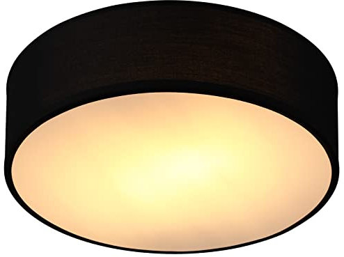 MONZANA® Deckenlampe Stoff Wohnzimmer Schlafzimmer E27 Schwarz 30cm Rund 1-Flammig 40W Lampe Flur Küche Deckenstrahler Deckenleuchte Stoffdeckenlampe