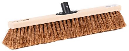 BawiTec Saalbesen Industriebesen, Kokosfaser-Borsten, 40cm Breit/Lang, mit QuickFix-Stielhalterung, Besen ohne Besenstiel, Kokosbesen, für Innen und Außen, Terrasse, Werkstatt, Lager, Halle (40cm)