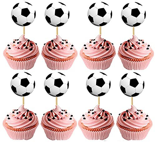 Fussball Cupcake Topper 24 Stück,Fußball Geburtstag Tortendeko Muffins Deko, Kuchendeko Tortenaufleger für Kinder Junge Fußball Sport Geburtstag Party Desserts Kuchendeckel Dekoration