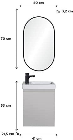 MOB-IN Meuble Lave-Mains Lisa + Miroir Ovale