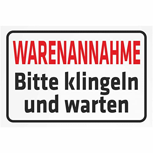 INDIGOS UG - Aluverbundplatte Schilder 3mm - Sicherheit - Warenannahme - Bitte klingeln und warten - 400x300 mm - Hotel, Firma, Schutz, KITA, Arzt, Praxis, Wohnung