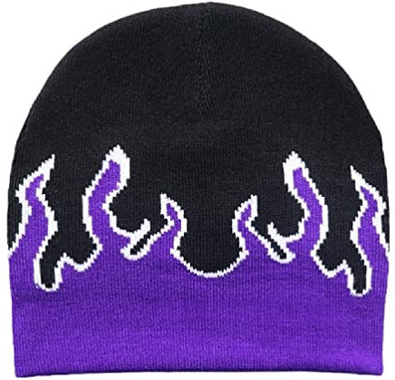 Navna Y2K Beanies Flame Beanie Knit Beanie Mütze Beanie Slouchy Beanie Grafik Beanie Skullies Beanie Flame Skull Cap Flame Beanies