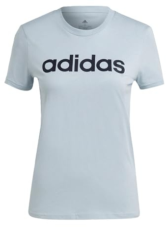 adidas Damen Essentials Slim Logo Tee, Wonder Blue/Legend Ink, L