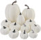 Miaikoe Paket von 12 Pcs Verschiedene Größen Künstliche weiße Kürbisse Große Faux Ernte Kürbisse für Herbst Herbst Thanksgiving Halloween Saisonale Urlaub Dekor Dekoration