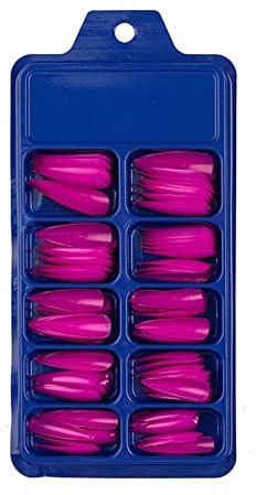 Acrylic Nails Colored Long Stiletto Press On Nails Full Cover Pointys False Nails Artificial Fingernails For Women Girls Acrylic Nail Design Salon Manicure Extension Halloween Nails (Purple, One Size)