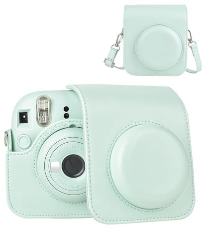 HIYQIN Sofortbildkamera Tasche Kompatibel mit Fujifilm Instax Mini 12, Polaroid Kamera Mini 12 Schutzhülle mit Fotoaufbewahrungsfach - Mintgrün