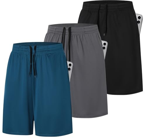 ZENGVEE Mens Sport Shorts Gym Running Short with Two Pockets for Men UK S