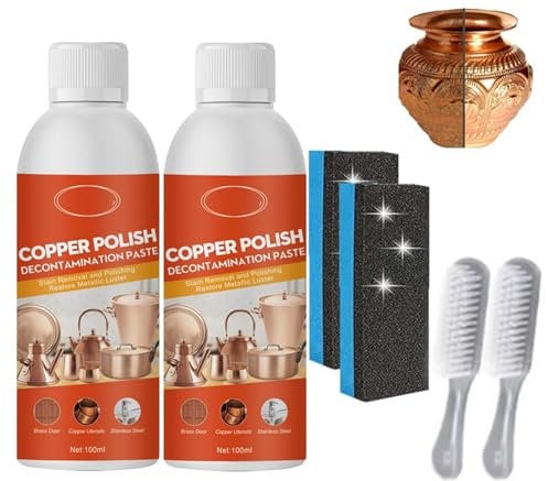 Brass Copper Cleaner Polish Spray, Copper Cleaner and Polish, Copper Cleaner for Pots and Pans, Suitable for Brass Copper and Stainless, 100ml (2pcs)
