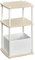 SONGMICS HOME Superschnelle werkzeuglose Montage, Beistelltisch, Nachttisch, mit 3 Ablagen, Stoffkorb, für Schlafzimmer, Wohnzimmer, Stahlrahmen, 30 x 34 x 58 cm, modern, naturbeige LET286N01