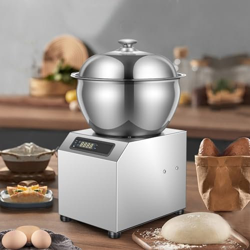 Batteur sur Socle Commercial 8Kg, Mélangeur De Pâte De Boulangerie à Double Rotation avec Minuterie De 30mins, Couvercle Visuel Et Pieds Antidérapants, Mélangeur Entièrement en Acier Inoxydable