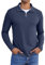 COOFANDY Sweatshirt Herren Ohne Kapuze Winter Longsleeve T Shirt Poloshirt Herren Langarm Half Zip Pullover Langarmshirts Zip Sweater Polo Sweatshirt Sweater Navy Blau L