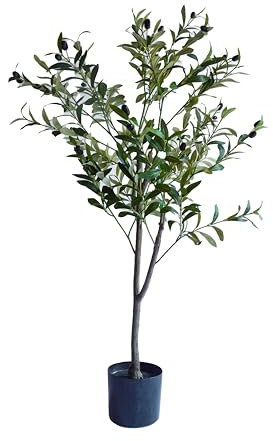 Valyria Home | Olivo Artificial 120 cm – Planta Artificial Realista con Hojas y Aceitunas – Ideal para Decoración de Hogar y Oficina – Árbol Frutal de Plástico