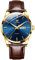 OLEVS Lederuhren für Herren Großgesicht Blau Wählscheibe Analoger Quarz Uhren Braun Lederarmband Business Kleid Uhren Leuchtend Wasserdicht Tag Datum Armbanduhr Herren