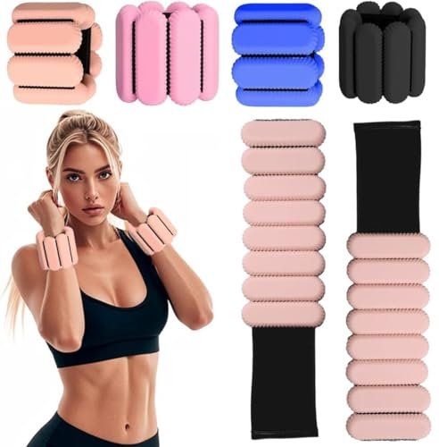 ibforcty 2 PCS Adjustable Wrist Weights Ankle Weights Set for Exercise Walking Jogging Yoga Aerobics Pilates Weight-Bearing Bracelet Fitness Wristband(Carneous)