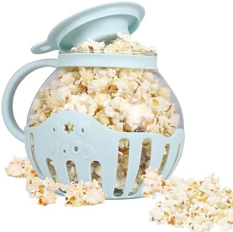 Microwave Popcorn Maker, 2.13 Liter Popcorn Kettle, Microwave Popcorn Bowl, With Handle, High Temperature Resistant, Great for Parties, Home, Kitchen, Blue