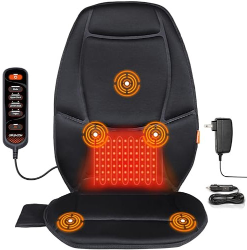 Back Massager for Chair, Vibration Massage Seat Cushion, Heated Seat Cover for Lower Back, Seat Warmer for Pain Relief, Chair Massager for Office, Gift for Men Women