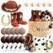 JeVenis Cowboy Rodeo Cake Decorations Western Cake Decorations Cowboy Hat Birthday Cake Topper Cowgirl Boots Cake Topper Cow Balls Cake Toppers