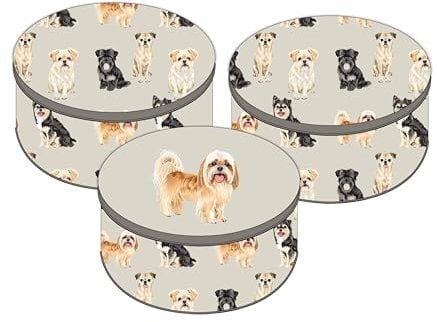 Sterling Sports Set of 3 Round Nesting Cake Storage Tins - Airtight Containers for Cakes, Biscuits & Sweets in Large, Medium & Small Sizes - Ideal Kitchen Mothers Day Gifts (Dog-Print)