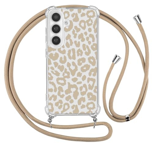 Ciciber Ttusy Handykette Hülle für Samsung Galaxy A54 5G mit Band, Durchsichtig Muster Leopard Case Weiches Silikon Schutzhülle mit Kordel zum Umhängen Necklace HandyHülle für Samsung A54, 06