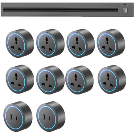 Riel Deslizante Eléctrico De Pared De 40-150 Cm Con Adaptador De 2500 W, Enchufe Con Interruptor, Regleta De Enchufes Con Interruptor Y Batería Externa Portátil.,Grey-120cm