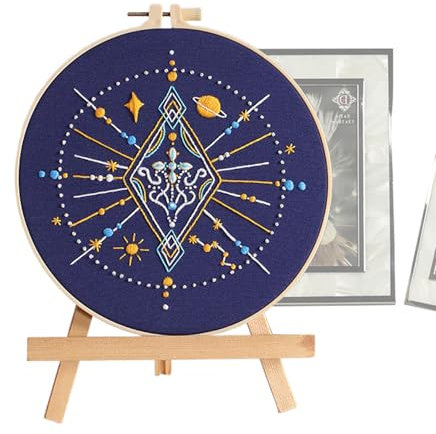 LearnLyrics Stickerei Kit für Anfänger, Anfänger Stickkit für Erwachsene - Easy Tarot Stitches Kit - Handnähtboot mit Stoffpunschnadelzubehör für Mädchen & Home