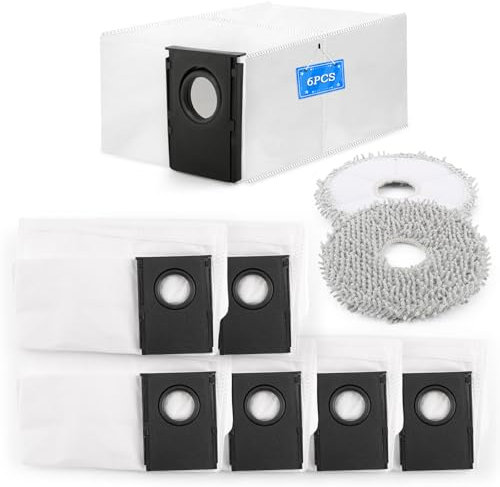 8 PCS Sacs à poussière et Lingettes pour Eureka J15 Pro Ultra,Accessoires de rechange 6 sacs à poussière(3L)+ 2 serpillères
