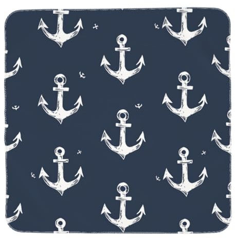 Mexpekil Babydecke für Neugeborene, weiche Decken, Anker-Druck, Wickeldecke, 90 x 90 cm