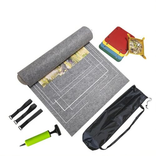 Jackanna Puzzlematte bis 3000 Teile - Praktische Puzzlerolle mit Filzmatte & Aufbewahrungsbox - Leicht transportierbar Puzzle-Fans (Grau)