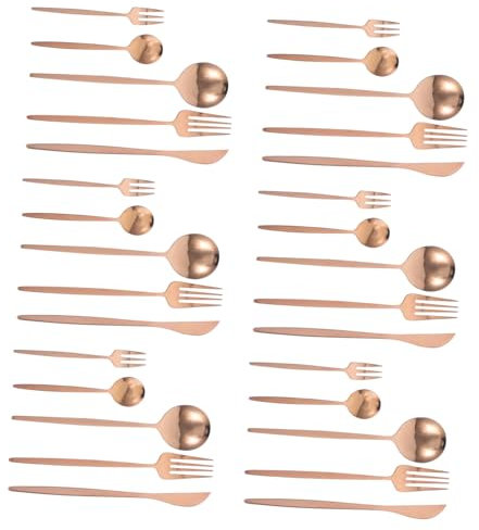 Anneome Set De Couverts 30 PièCes Acier Inoxydable Rose Gold Ustensiles De Cuisine ÉLéGants Et Faciles À Entretenir Service De Table Pour Repas En Famille Et Occasions SpéCiales