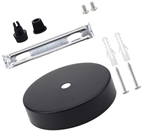Gatuida Kit de Rosace Plafond Rond Fer et Cache Fil Luminaire DIY pour Suspension Plafonnier Noir Øxmm