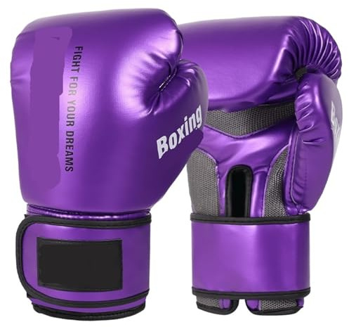 Guantoni da Boxe Guantoni da boxe professionali for adulti, Sanda, bambini, uomini, allenamento, donne, Muay Thai, combattimento, sacco(Purple,8oz)