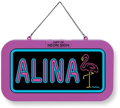 LED Leuchtschild Neonschild mit Namen, Leuchtende Wanddekoration mit Batterie, 18,7x10,3x1,6cm - Alina