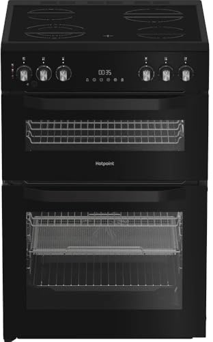 HDE6VDCASB1 60cm Electric Ceramic Cooker – Black, Double Oven, Air Fry Function, Ceramic Hob, Multifunction Cooking, Freestanding Cooker