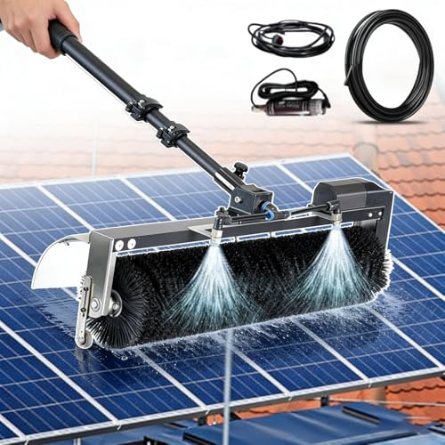 ZHIGUANYUN Automatic Water-Spraying Solar Cleaning Roller Brush — For Photovoltaic Panels and Windows — Powered Rotating Cleaning Brush 7.5m/25ft-MainsElectricity
