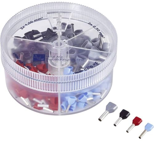Vogt Verbindungstechnik 737060 Doppelendhülsensortiment, 0,75 mm², 2,50 mm², Grau, Rot, Schwarz, Blau, 200 Stück