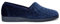 Sleepers Womens Wide Fit Fan Stitched Slippers with Rubber Sole Navy Blue 9 UK