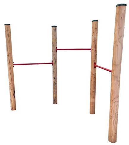 Loggyland Reckanlage, Turnreck, Reck, Metallreck, Kinderreckanlage (3er Reck Lärche 90 cm, rot)