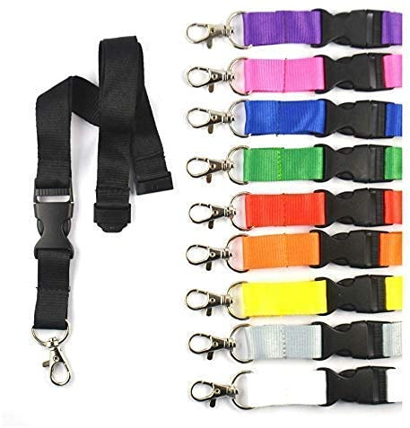 Schmalz 100 Stück unbedruckte Schlüsselbänder, Schlüsselband Lanyard neutral ohne Druck 20 mm breit, Steckverschluss Sicherheitsverschluss
