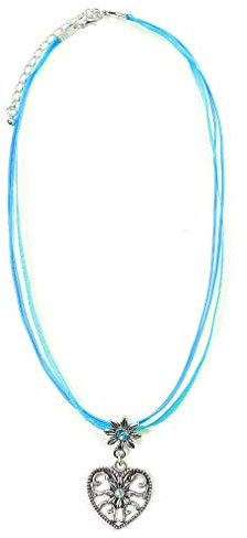 Trachtenkette Dirndlkette Trachtenschmuck mit Herz und Strass 795 (Türkis)