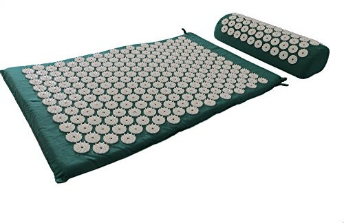 rukauf HQ Akupressurmatte Massagematte/Matte + Kissen + Tasche Set/Nagelmatte Yantramatte Yogamatte grün Green eco