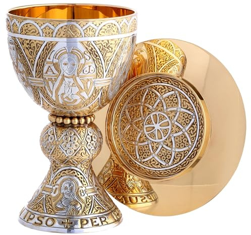 Holyart Molina Chalice and paten in two tone brass, Tassilo model