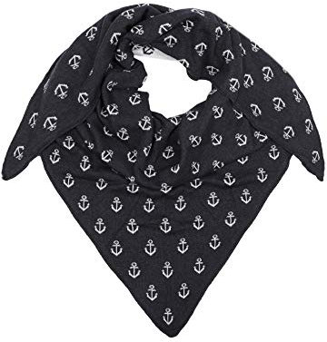 Zwillingsherz Dreieckstuch mit Baumwolle - Hochwertiger Schal mit Anker Print für Damen - XXL Hals-Tuch und Damenschal - Strick-Waren - für Winter Sommer von Cashmere Dreams nav/wie