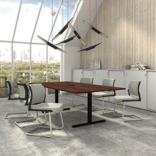 Weber Büro Easy Konferenztisch 240x120 cm Nussbaum mit ELEKTRIFIZIERUNG Besprechungstisch Tisch, Gestellfarbe:Schwarz