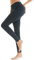 COOLOMG Damen Sport Leggings mit Taschen Blickdicht Sporthose Yogahose Laufhose lang Schwarz L