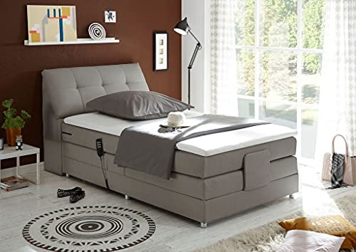 Froschkönig24 Concord 120x200 cm Boxspringbett Bett mit Motor Silber