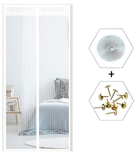 Magnetica per Zanzariera 140x260cm, Zanzariera Magnetica Finestra con Calamita Moschiera per Porte di Soggiorno Camera da Letto Casa - Bianco